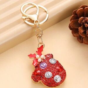 Christmas glove, rhinestone bag, charm